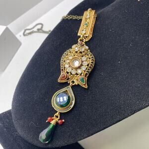 Womens Gold Tone Gem Pendant Necklace